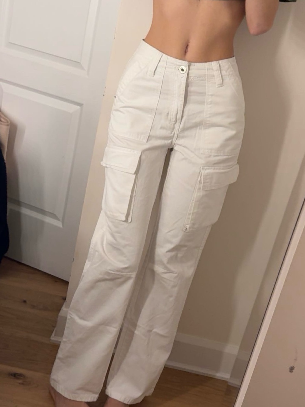 Bershka White Cargo Pants